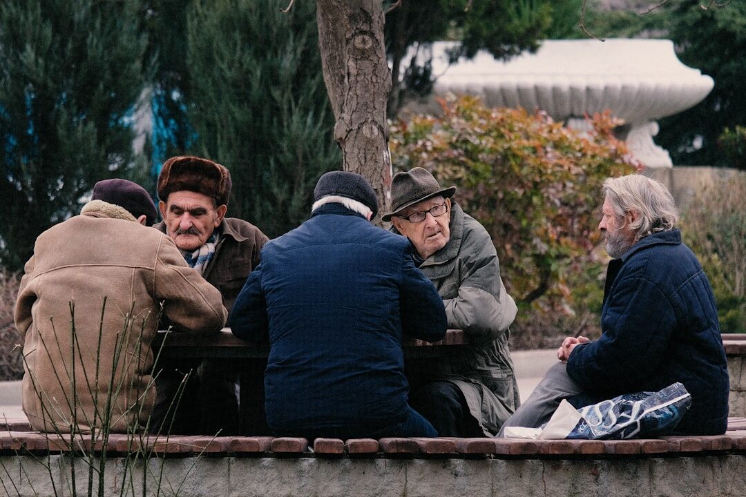 elderly people chatting