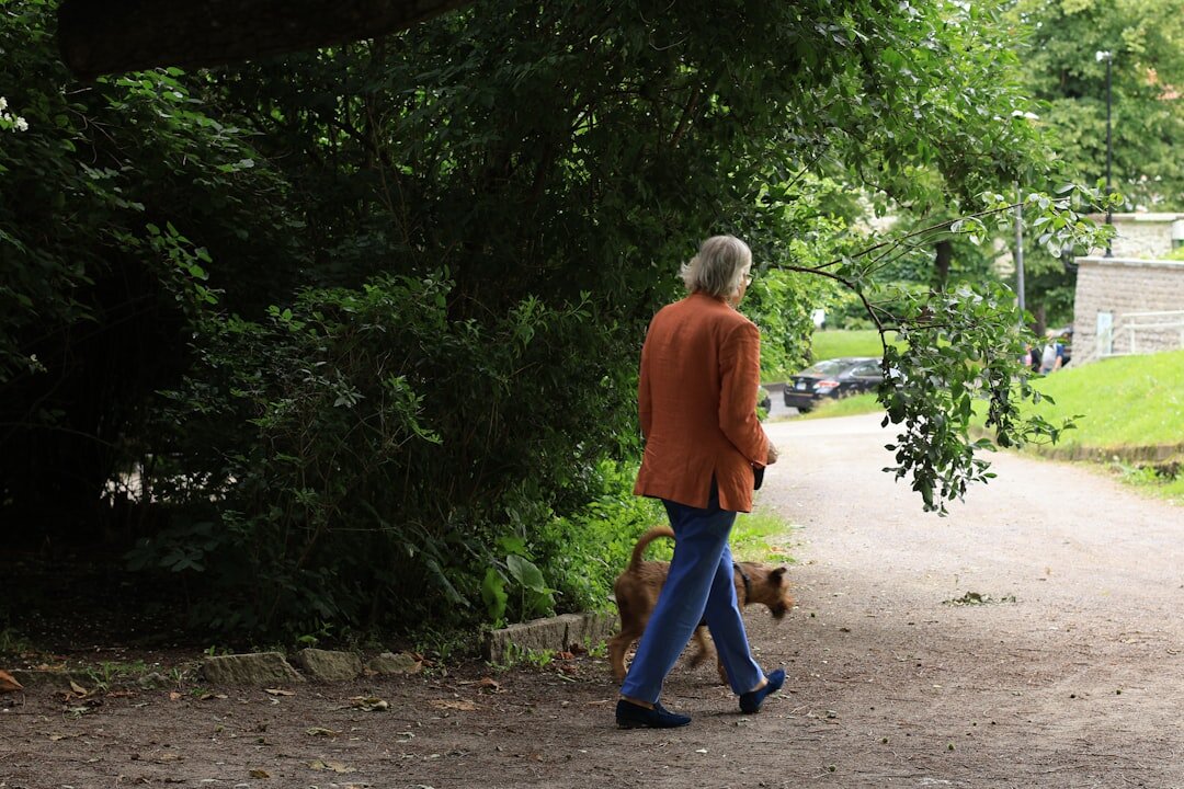 senior walking in park
